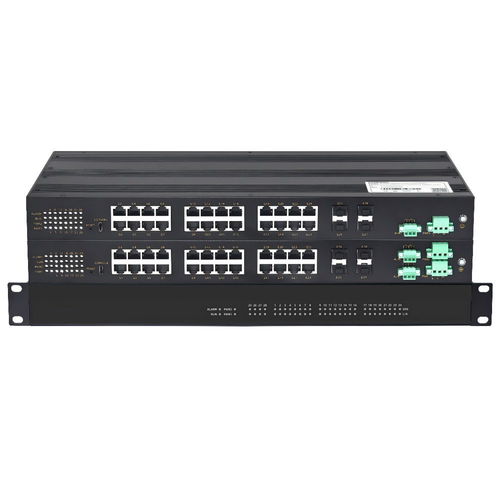 二层全国产千兆4光24电网管型机架式工业交换机